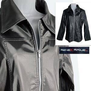 NWOT | Renee Raquel Black Zipper PU Jacket, Large